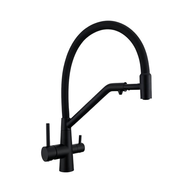 Смеситель для кухни AVRORA Kitchen AV9009B с гибким изливом черный с подключением фильтра питьевой воды