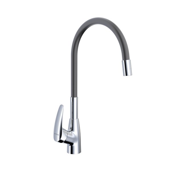 Смеситель для кухни AVRORA Kitchen AV9007G с высоким гибким  изливом, серый