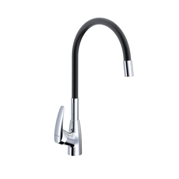 Смеситель для кухни AVRORA Kitchen AV9007B с высоким гибким  изливом черный