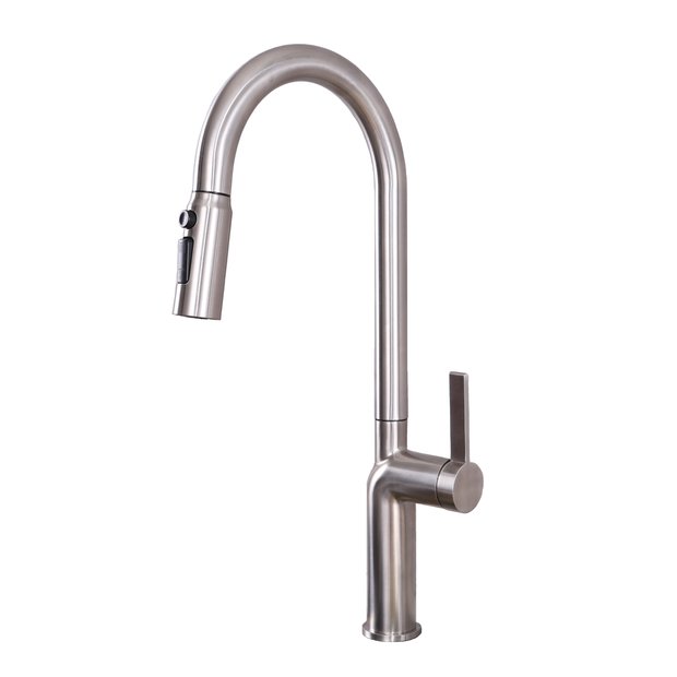 Смеситель для кухни KITCHEN  AV9015BN с высоким поворотным изливом, цвет брашированный никель