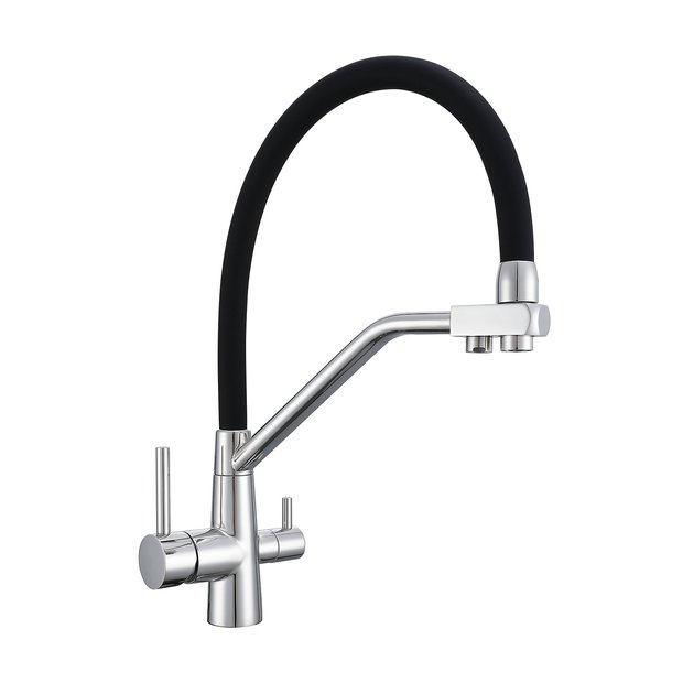 Смеситель для кухни AVRORA Kitchen AV9006 с  гибким  изливом хром с подключением фильтра питьевой воды