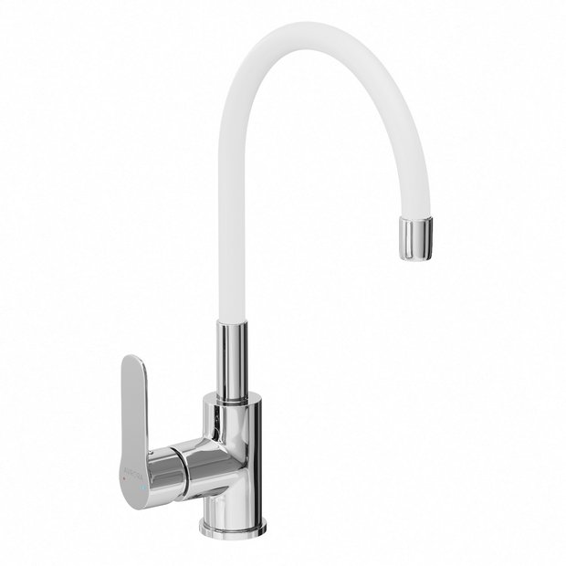 Смеситель для кухни AVRORA Kitchen AV9002W с высоким гибким  изливом белый
