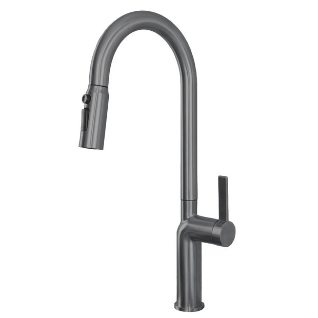 Смеситель для кухни KITCHEN  AV9015GM с высоким поворотным изливом, цвет оружейная сталь