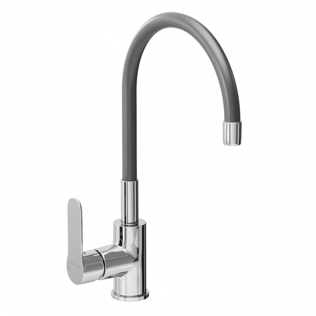 Смеситель для кухни AVRORA Kitchen AV9002B с высоким гибким  изливом черный
