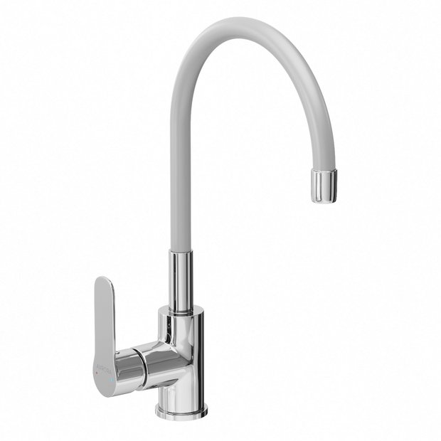 Смеситель для кухни AVRORA Kitchen AV9002G с высоким гибким  изливом серый