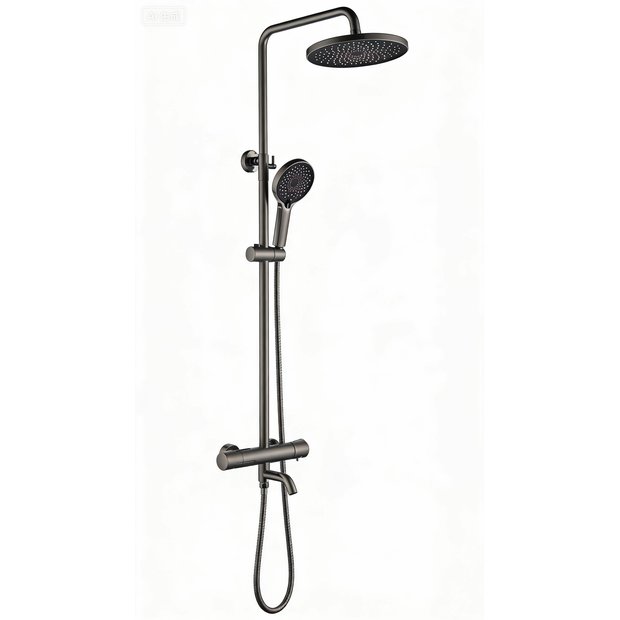 Душевая система со смесителем с термостатом AVRORA Tora AV7140GM, цвет оружейная сталь