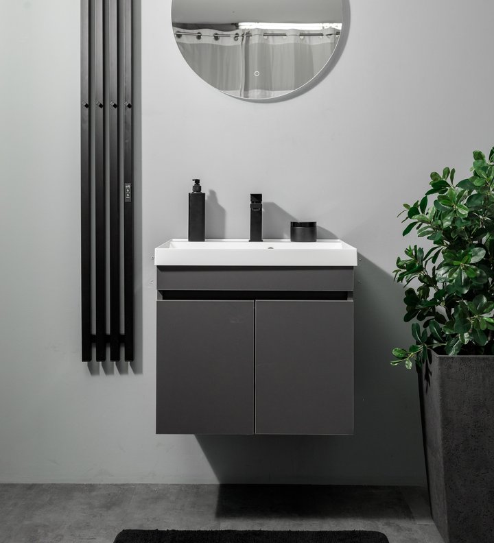 IZEO 60 комплект мебели подвесной c дверцами (тумба+умывальник Дакота 60), цвет Графит IZ-D-T60Gr
