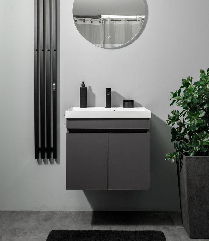 IZEO 60 комплект мебели подвесной c дверцами (тумба+умывальник Дакота 60), цвет Графит IZ-D-T60Gr