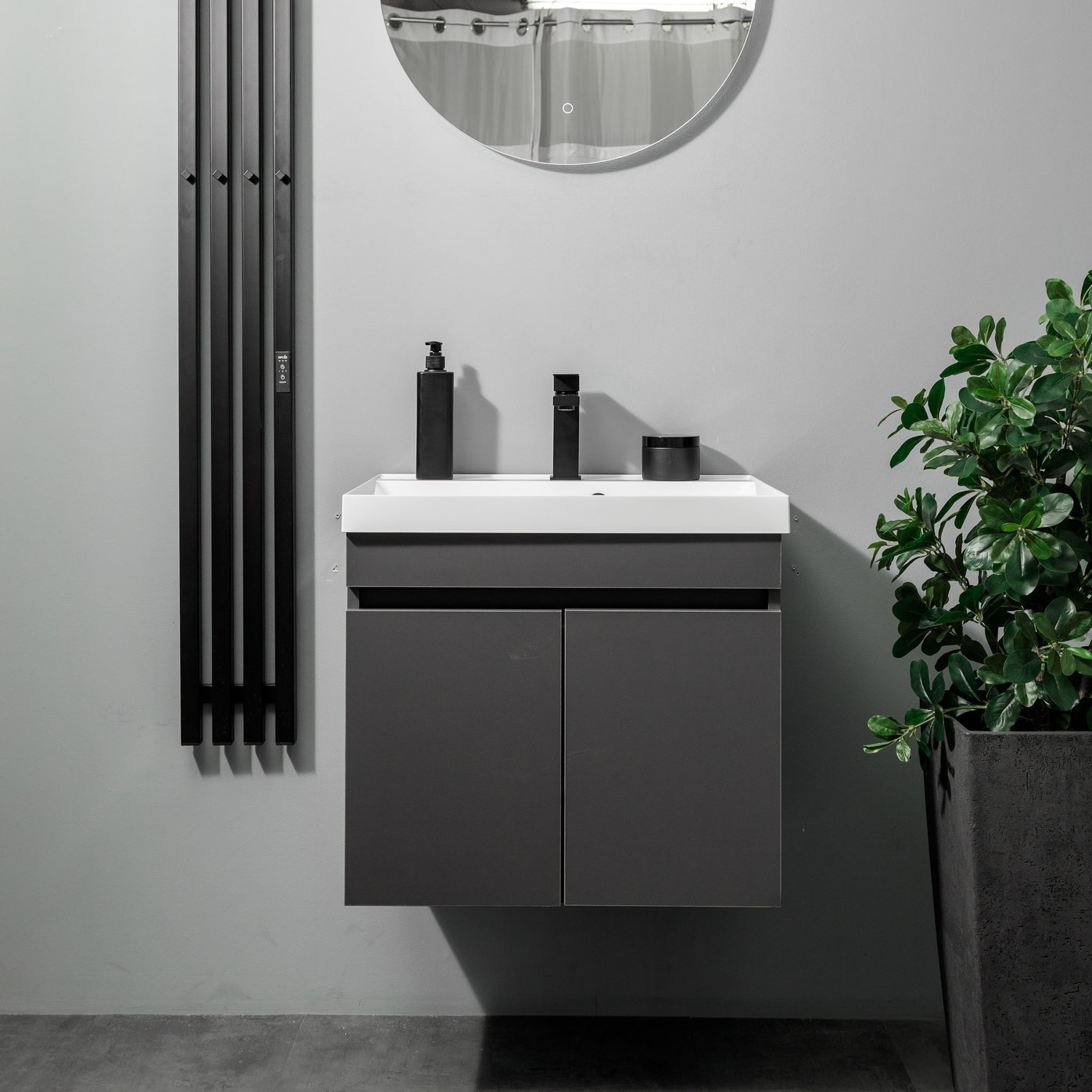 ИЗЕО 60 комплект мебели подвесной c дверцами (тумба+умывальник Дакота 60), цвет Графит IZ-D-T60Gr