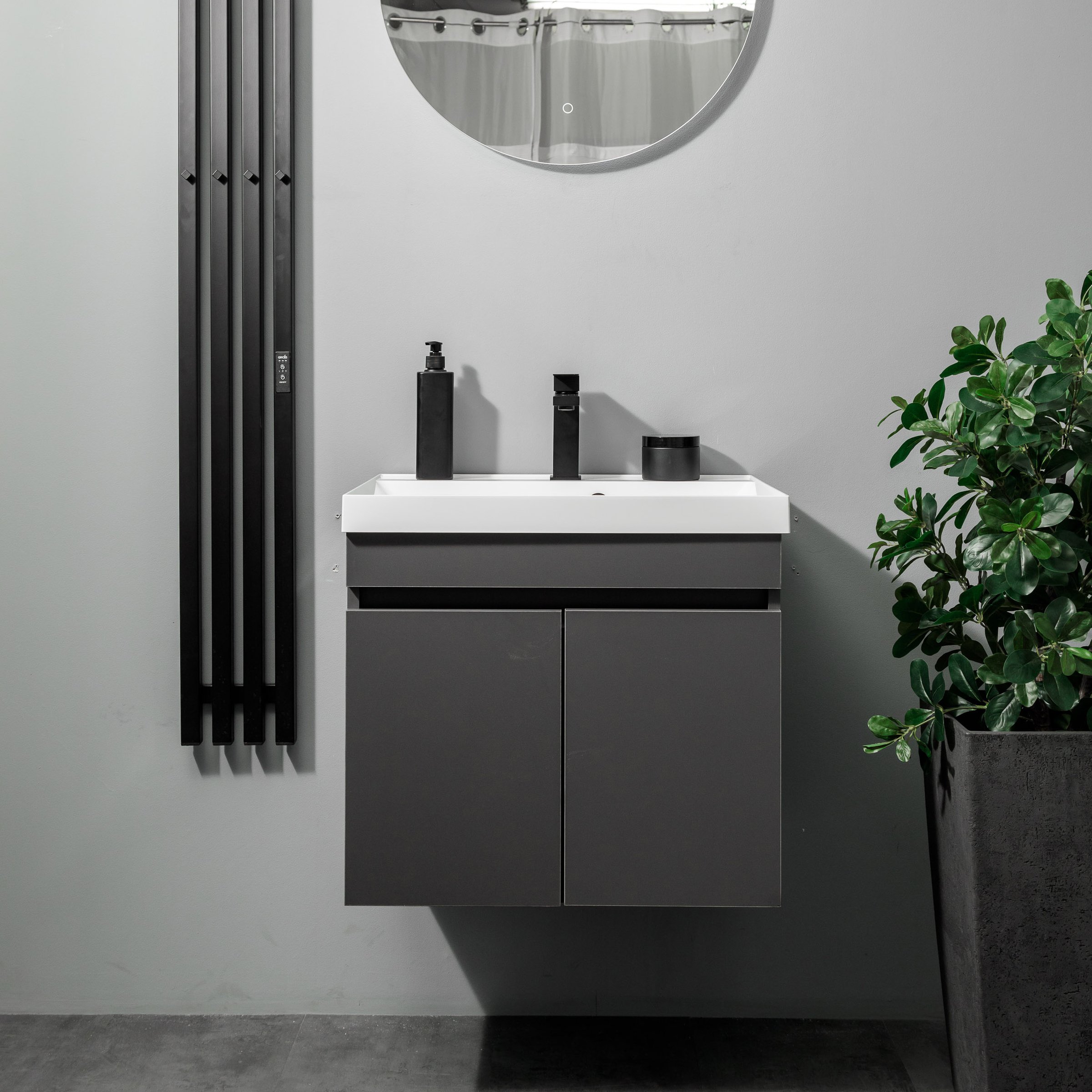 ИЗЕО 60 комплект мебели подвесной c дверцами (тумба+умывальник Дакота 60), цвет Графит IZ-D-T60Gr