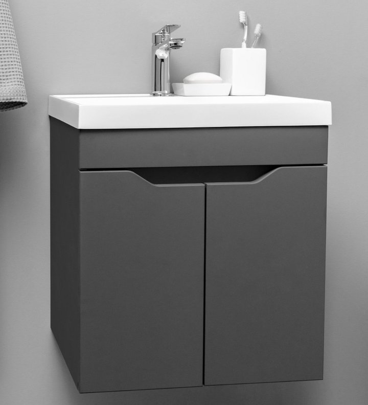 Arona 50 Комплект мебели подвесной с дверцами, фасад МДФ с вырезами (под Слим 50/Altais 35), Графит AR-T50-Gr