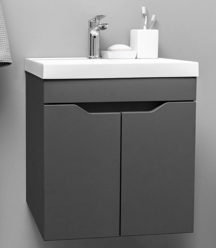 Arona 50 Комплект мебели подвесной с дверцами, фасад МДФ с вырезами (под Слим 50/Altais 35), Графит AR-T50-Gr