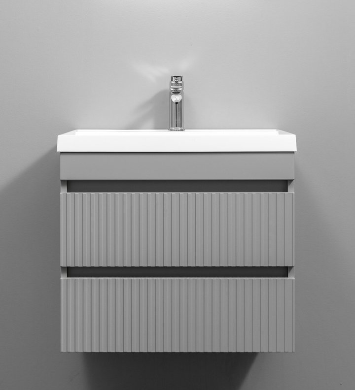 SCANNO 60 Комплект мебели подвесной, 2 ящика (фрезеровка) с раковиной Дакота, Серый SC-T60-G