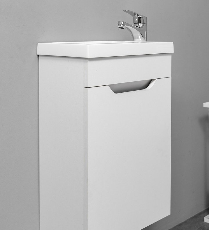 IZEO 40 комплект мебели подвесной (тумба + раковина+смеситель), цвет белый IZ-T40W2-K/S