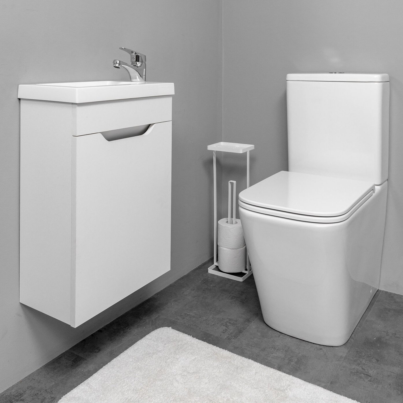 ИЗЕО 40 комплект мебели подвесной (тумба + раковина+смеситель), цвет белый IZ-T40W2-K/S