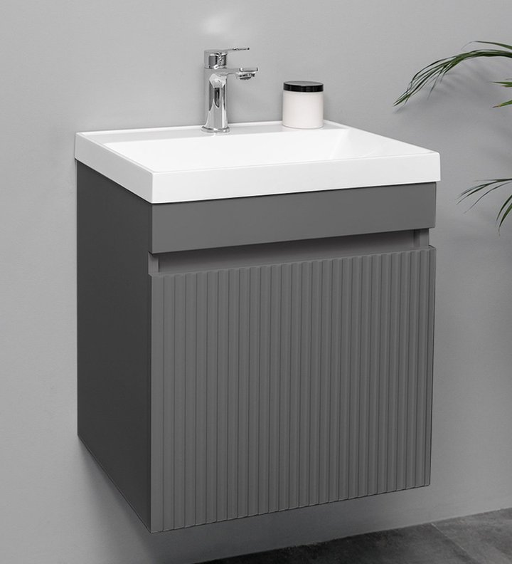 Fresco 50 комплект мебели подвесной c ящиком МДФ (под Слим 50/Altais 35), цвет Графит Fr-T50FrGr-1dr