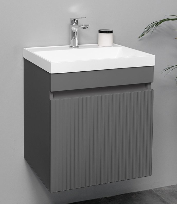 Fresco 50 комплект мебели подвесной c ящиком МДФ (под Слим 50/Altais 35), цвет Графит Fr-T50FrGr-1dr