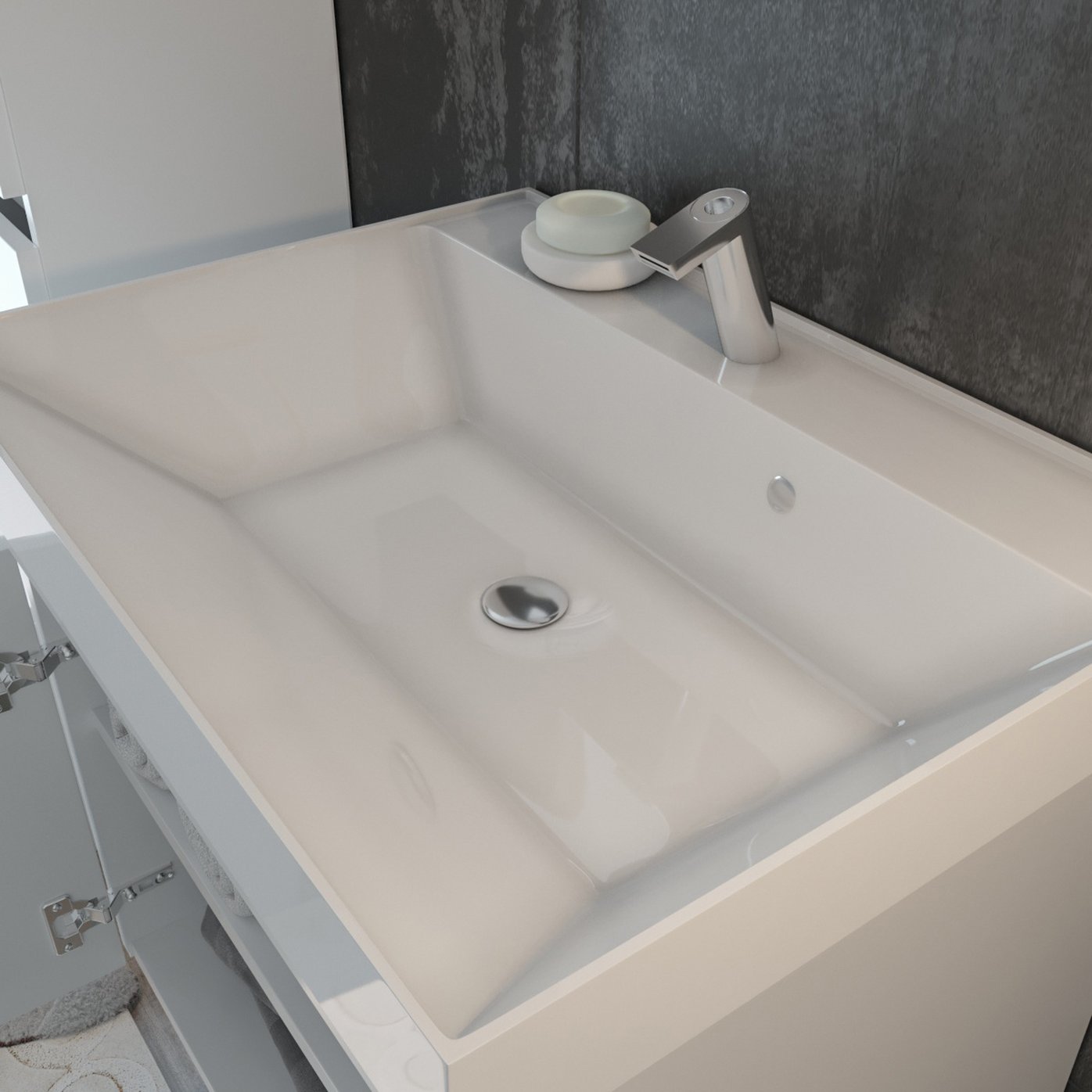 ИЗЕО 60 комплект мебели подвесной c дверцами (тумба + умывальник Дакота 60), Белый