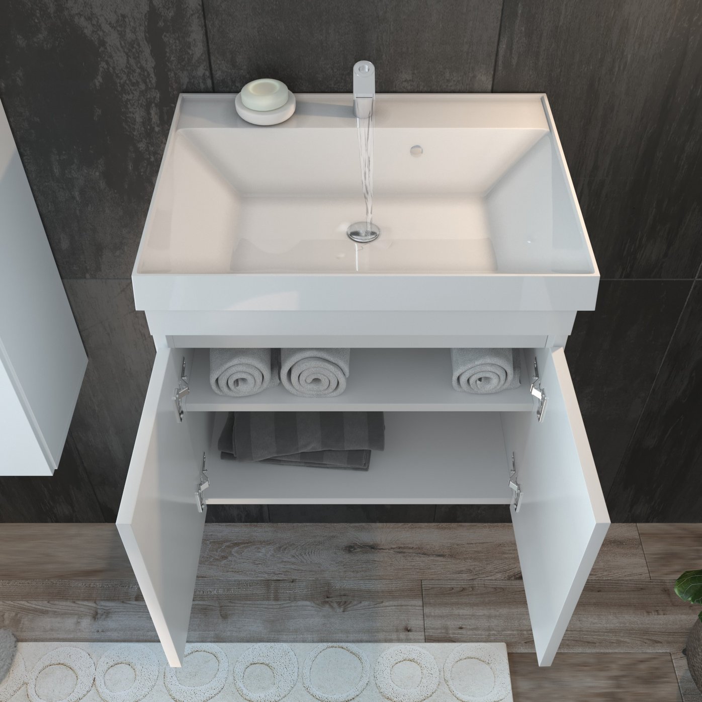 ИЗЕО 60 комплект мебели подвесной c дверцами (тумба + умывальник Дакота 60), Белый