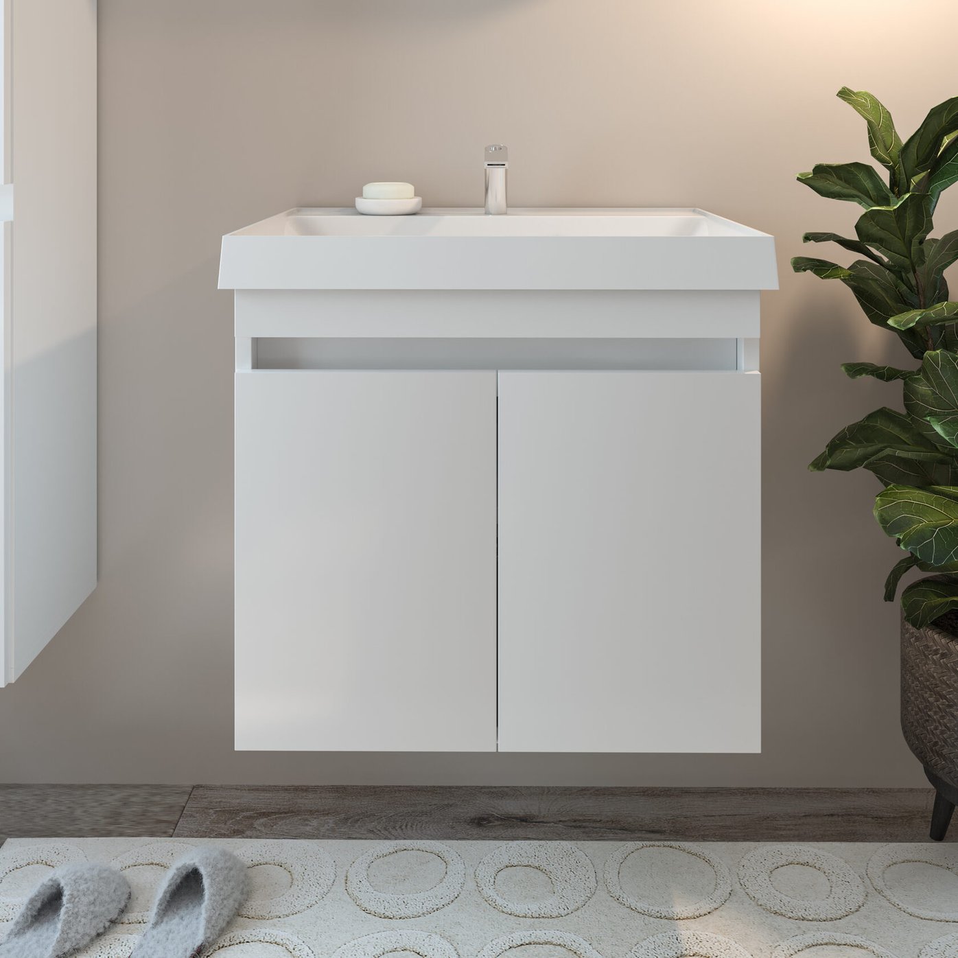 ИЗЕО 60 комплект мебели подвесной c дверцами (тумба + умывальник Дакота 60), Белый