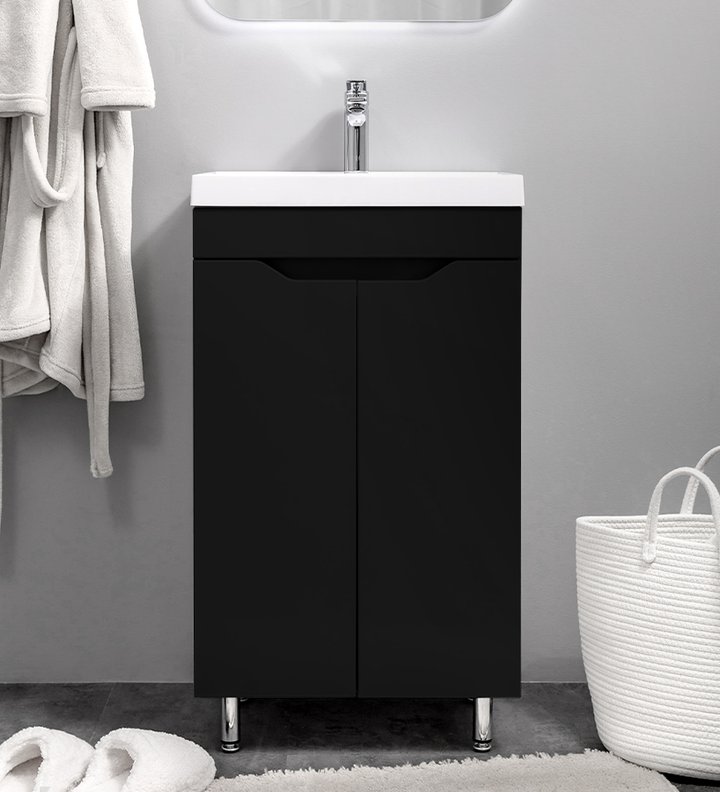 Arona 50 Комплект мебели напольный с дверцами, фасад МДФ с вырезами (под Слим 50/Altais 35), Черный AR-T50-Bl2