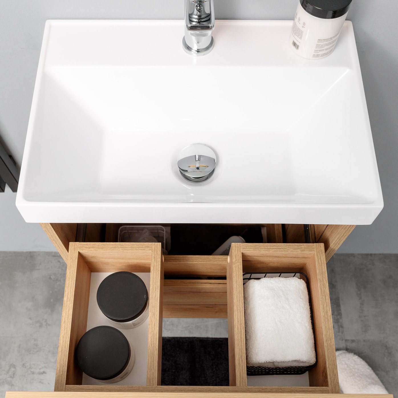 БРУНО 50 комплект мебели, подвесной с ящиками (под Слим 50/Альтаис 35) цвет Дуб крафт Br-S-T50K/PW