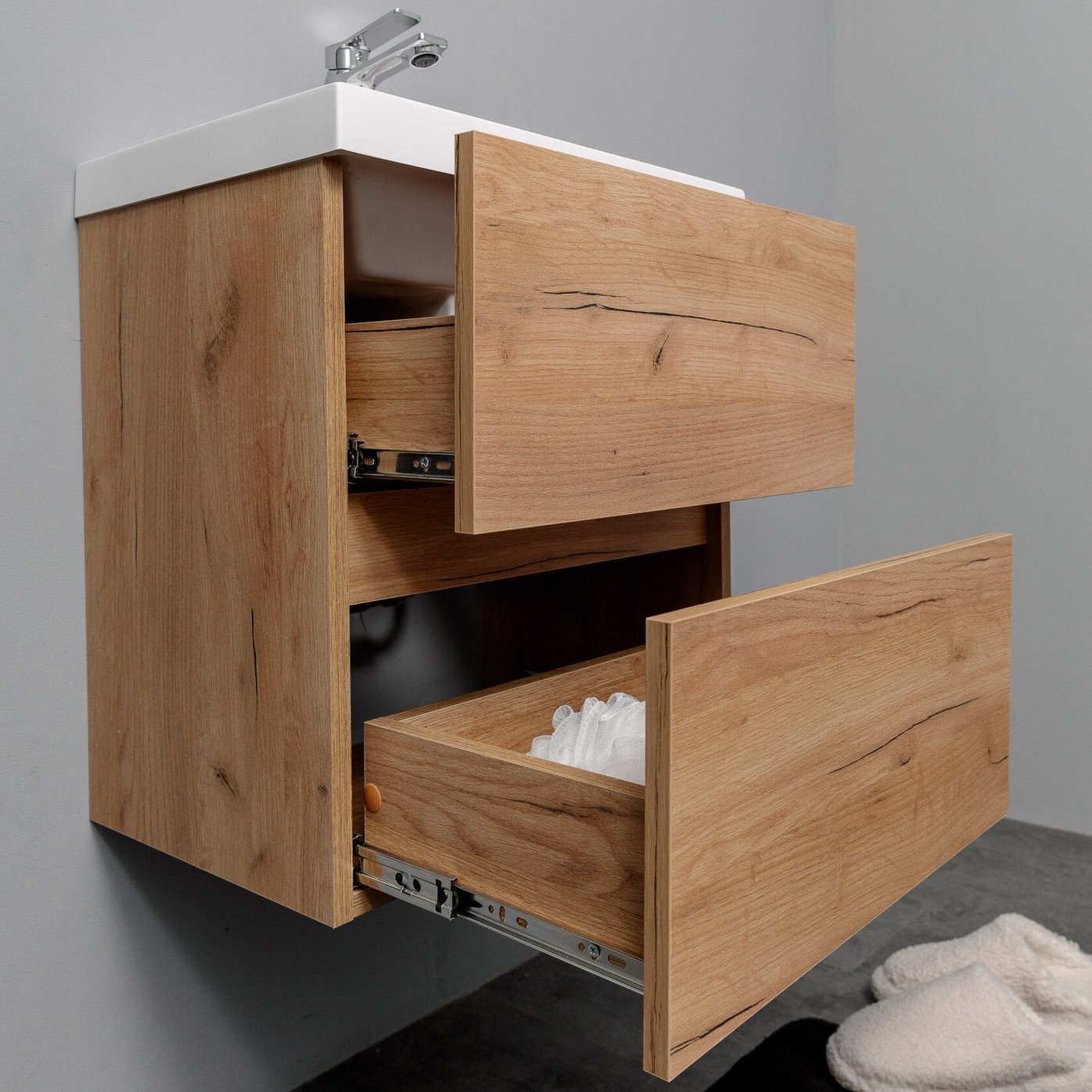 БРУНО 50 комплект мебели, подвесной с ящиками (под Слим 50/Альтаис 35) цвет Дуб крафт Br-S-T50K/PW