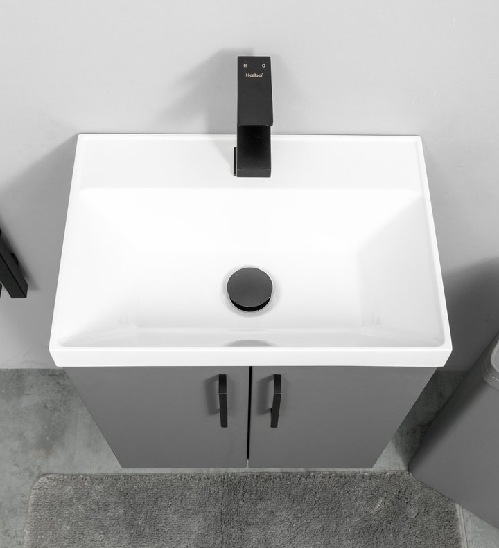 Lacio 50 комплект мебели подвесной с дверцами, ручки вертикально, под Altais 35 (Слим 50), Графит+Крафт La-T50-Al-KPW/GR1