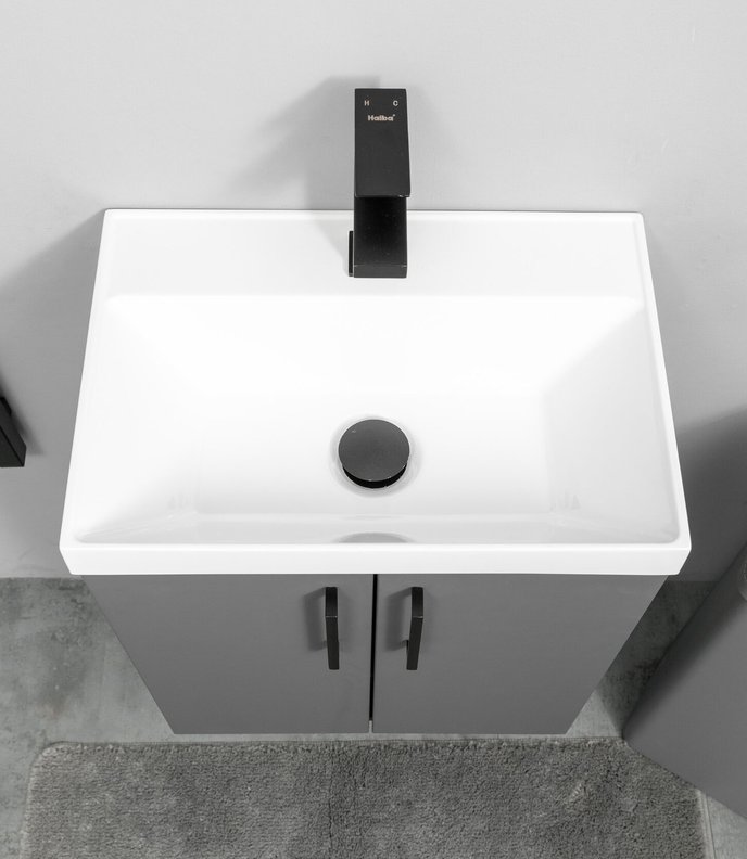 Lacio 50 комплект мебели подвесной с дверцами, ручки вертикально, под Altais 35 (Слим 50), Графит+Крафт La-T50-Al-KPW/GR1