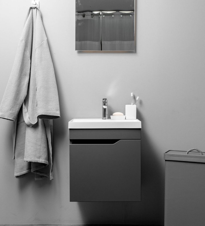 Fortuna 50 Комплект мебели подвесной, дверь с вырезом (под Слим 50/Altais 35), цвет Графит FT-S-T50Gr