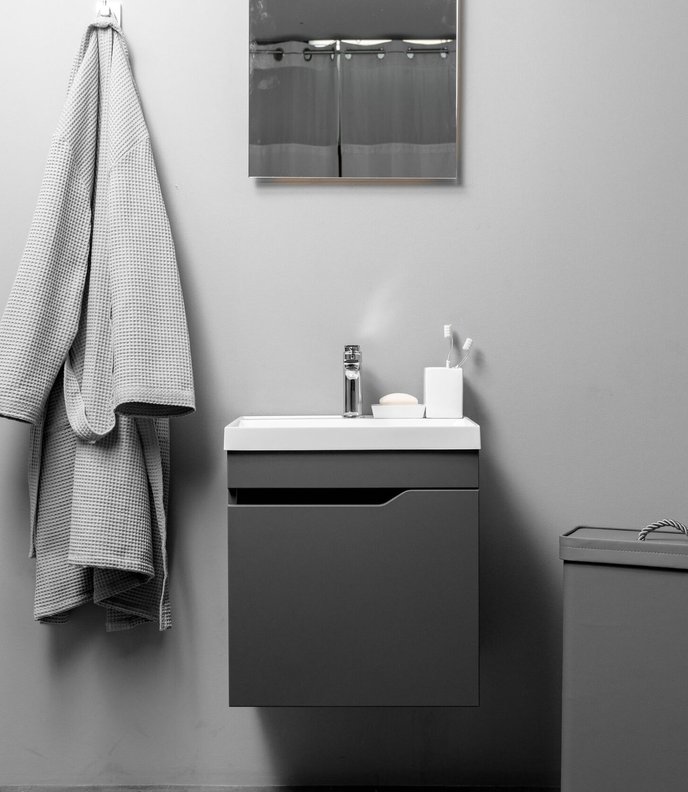 Fortuna 50 Комплект мебели подвесной, дверь с вырезом (под Слим 50/Altais 35), цвет Графит FT-S-T50Gr