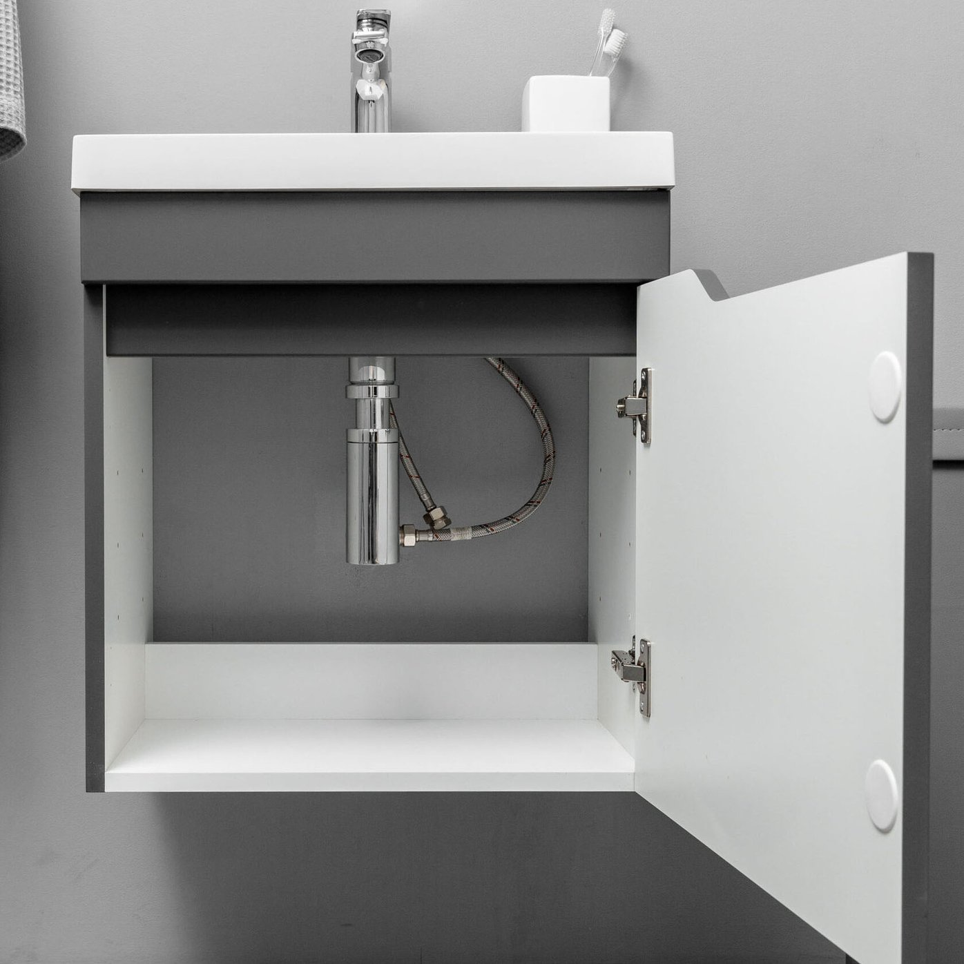 ФОРТУНА 50 Комплект мебели подвесной, дверь с вырезом (под Слим 50/Альтаис 35), цвет Графит FT-S-T50Gr