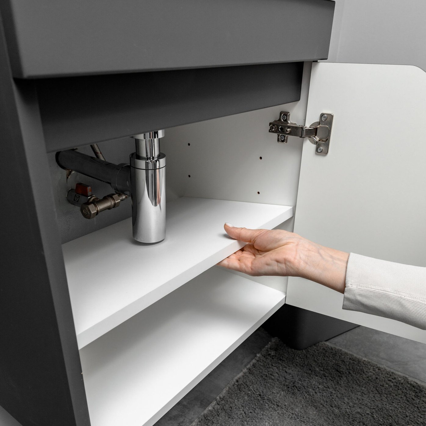 ФОРТУНА 50 Комплект мебели подвесной, дверь с вырезом (под Слим 50/Альтаис 35), цвет Графит FT-S-T50Gr