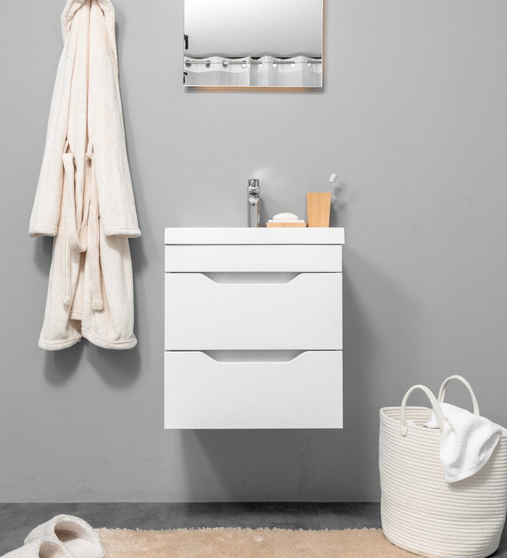 Arona 50 Комплект мебели подвесной с ящиками, фасад МДФ с вырезами (под Слим 50/Altais 35), Белый AR-T50-Wdr