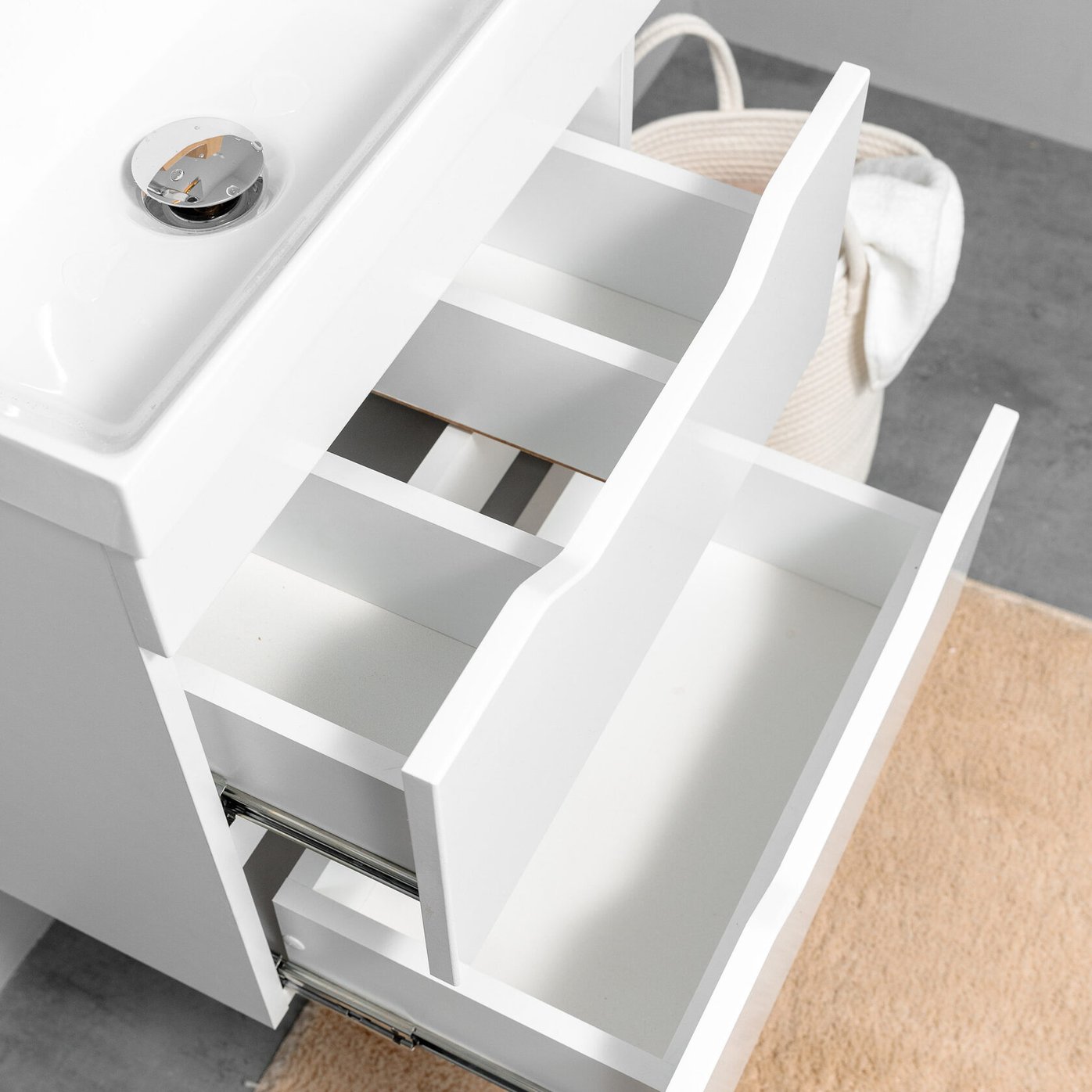 АРОНА 50 Комплект мебели подвесной с ящиками, фасад МДФ с вырезами (под Слим 50/Альтаис 35), Белый AR-T50-Wdr