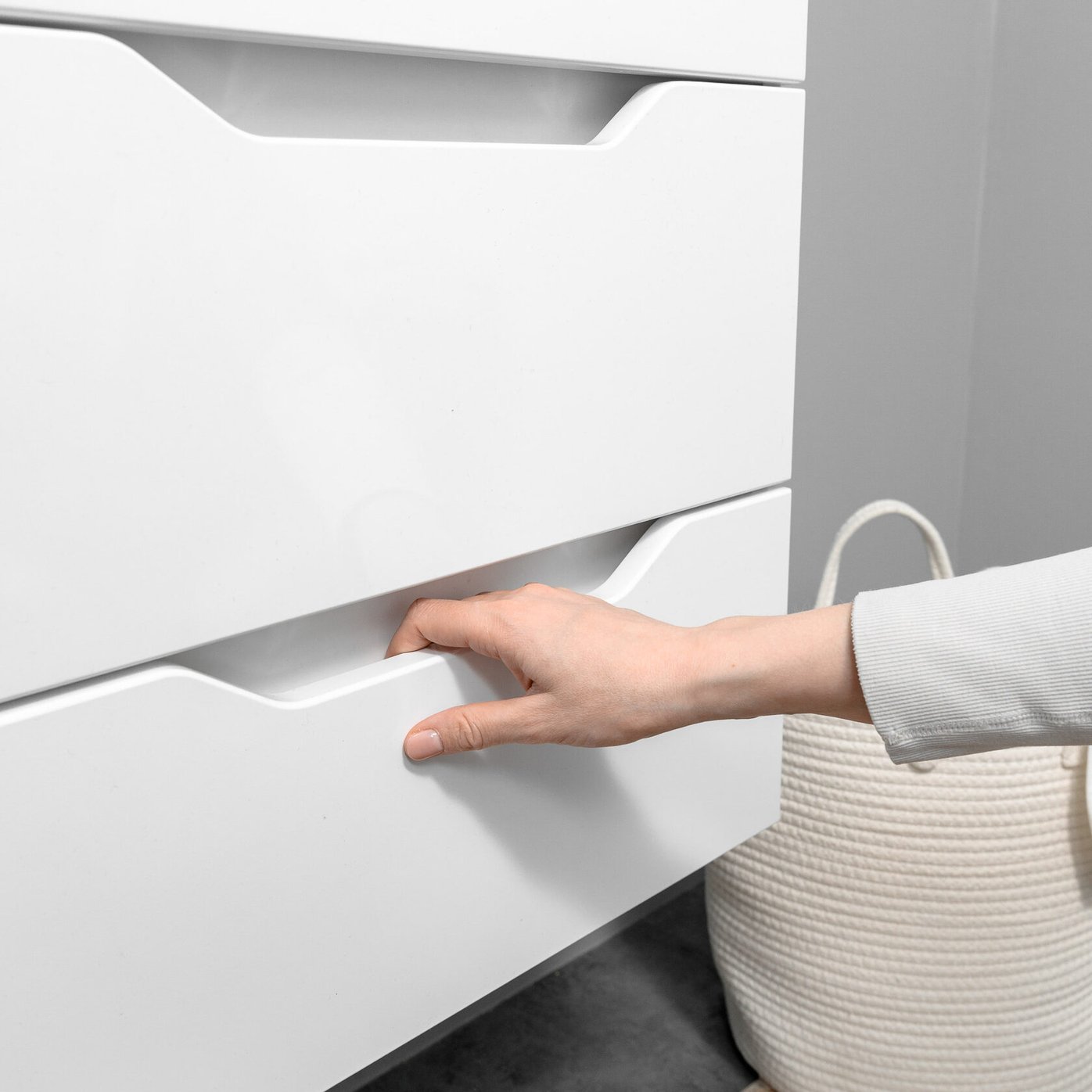 АРОНА 50 Комплект мебели подвесной с ящиками, фасад МДФ с вырезами (под Слим 50/Альтаис 35), Белый AR-T50-Wdr