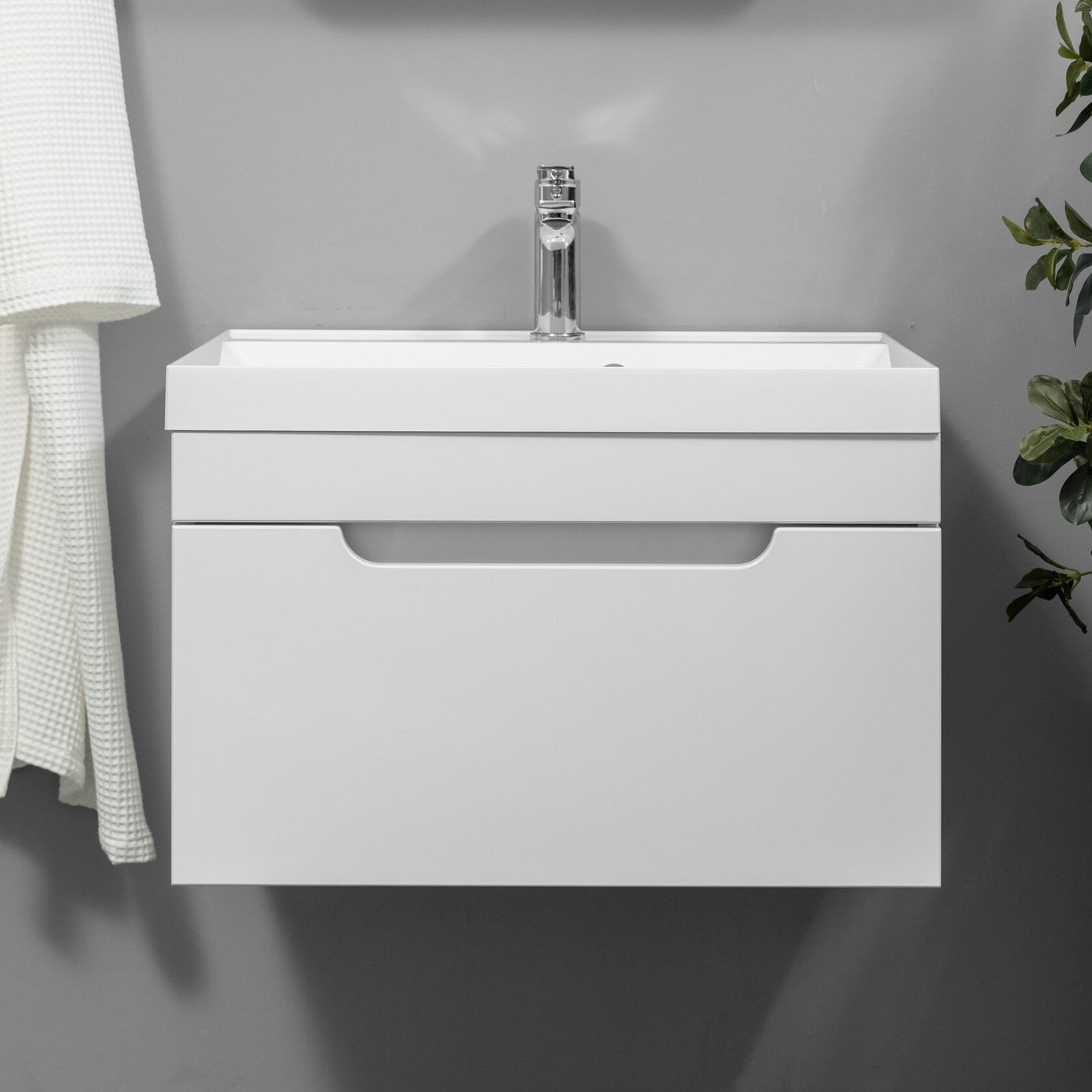 БИАНА 60 комплект, подвесной с 1 ящиком, фасад МДФ (под Астория), цвет Белый BI-T60-W