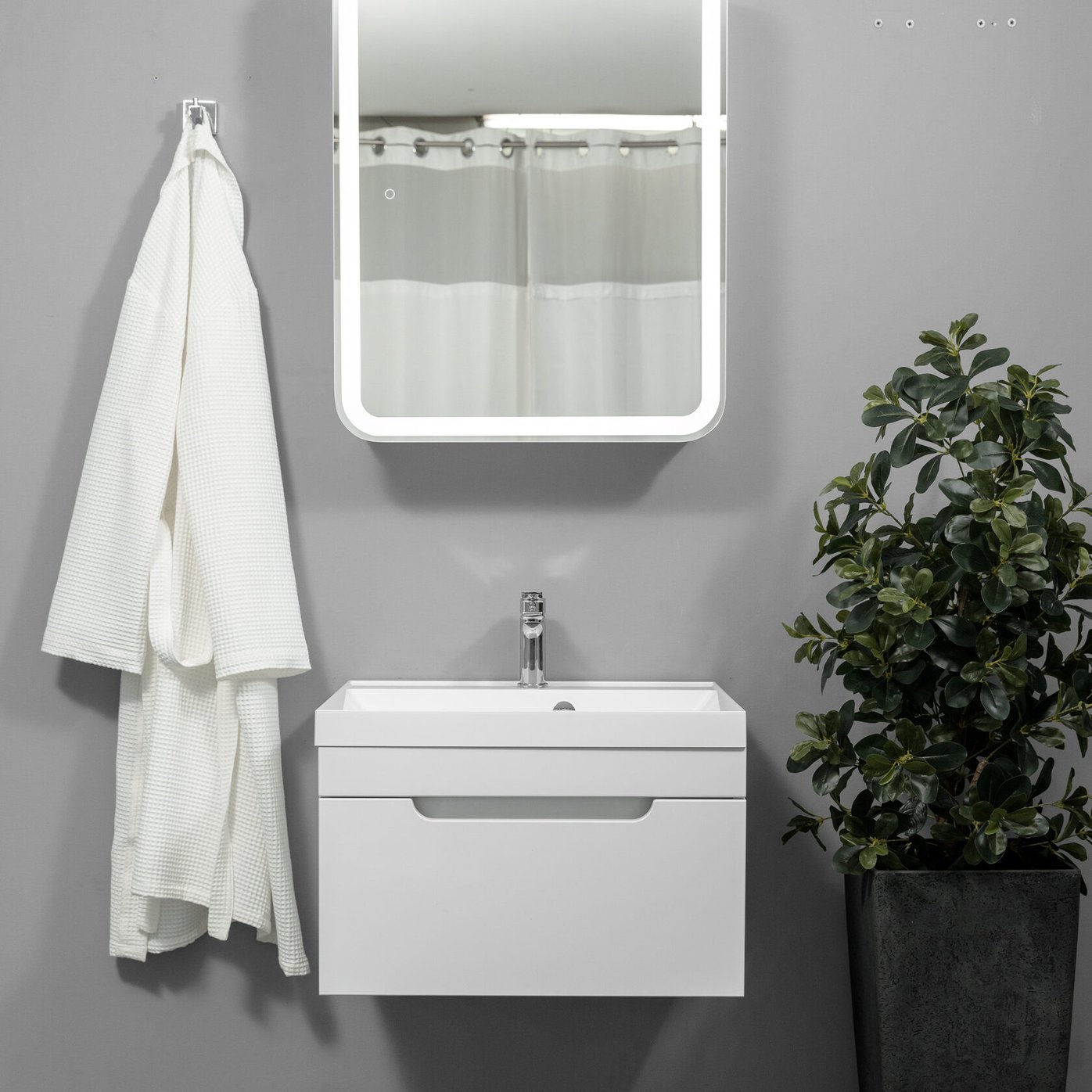 БИАНА 60 комплект, подвесной с 1 ящиком, фасад МДФ (под Астория), цвет Белый BI-T60-W