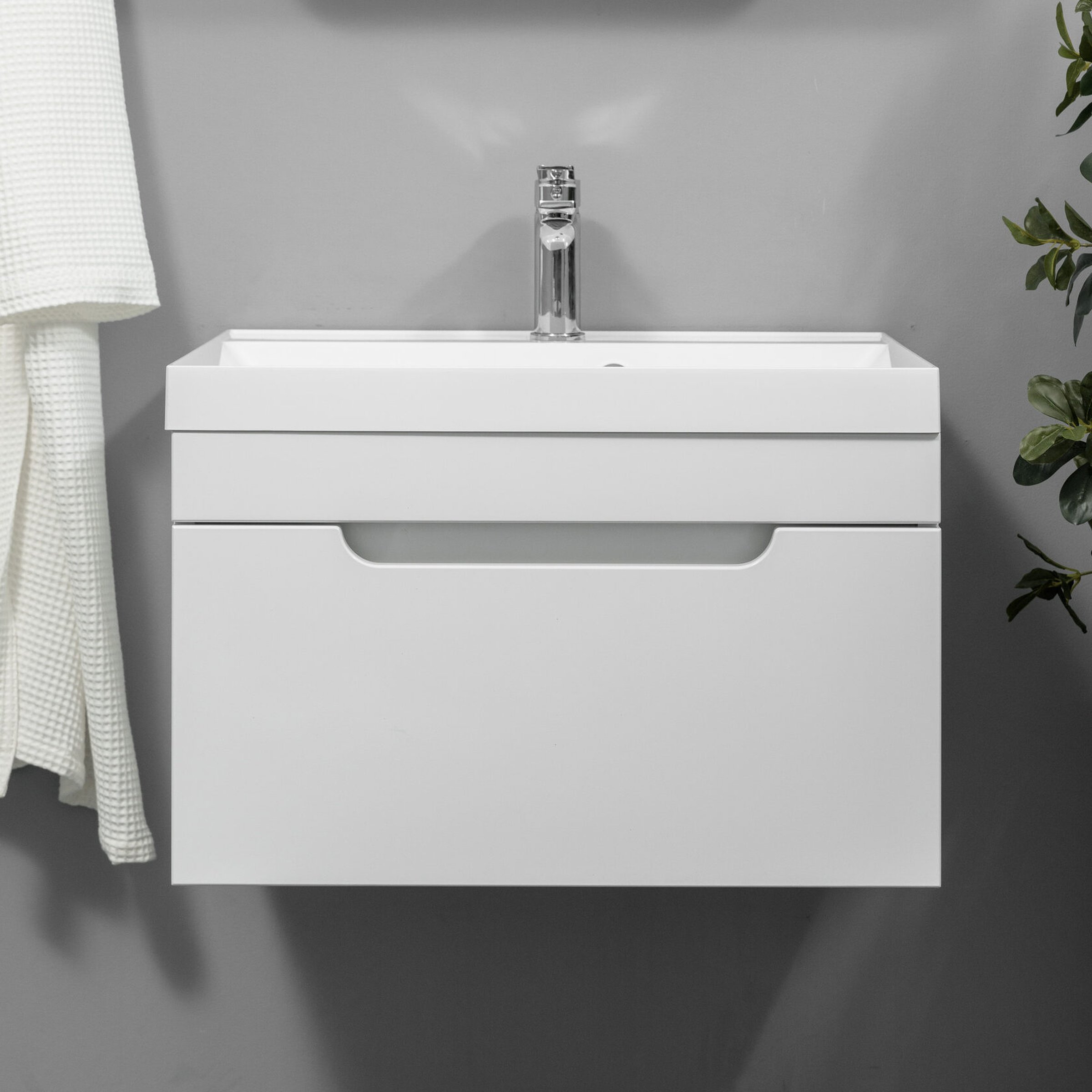 БИАНА 60 комплект, подвесной с 1 ящиком, фасад МДФ (под Астория), цвет Белый BI-T60-W