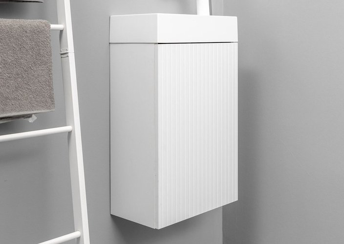 PICANTE 40 комплект мебели подвесной с дверцей МДФ фрез + раковина Серенити, Белый PI-T40W1-S