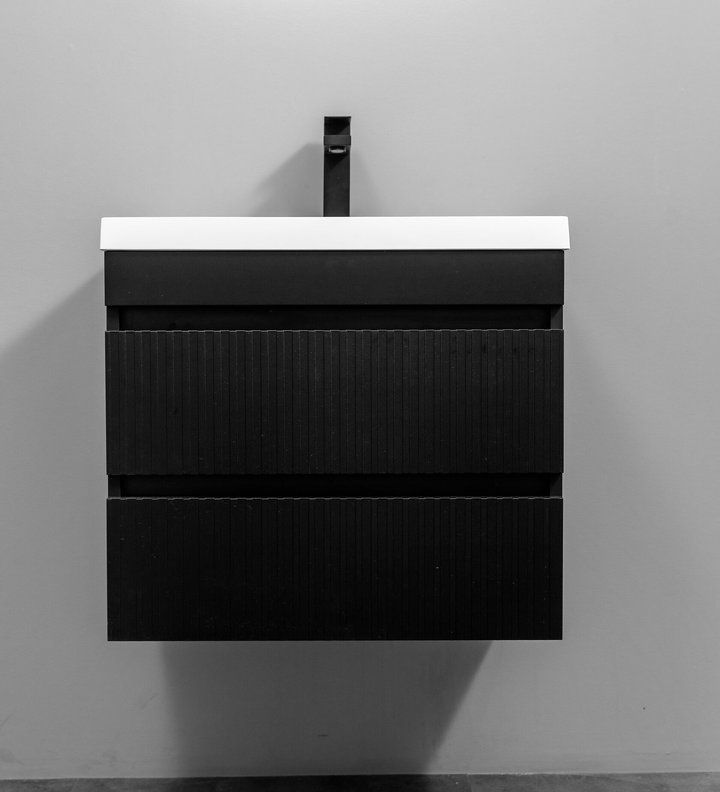 SCANNO 60 Комплект мебели подвесной, 2 ящика (фрезеровка) с раковиной Дакота, Черный SC-T60-Bl