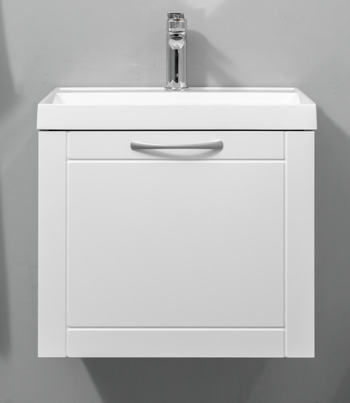 Bellis 50 комплект мебели подвесной c ящиком МДФ и ручкой (под Слим 50/Altais 35), цвет белый глянец BE-T50S1dr-W