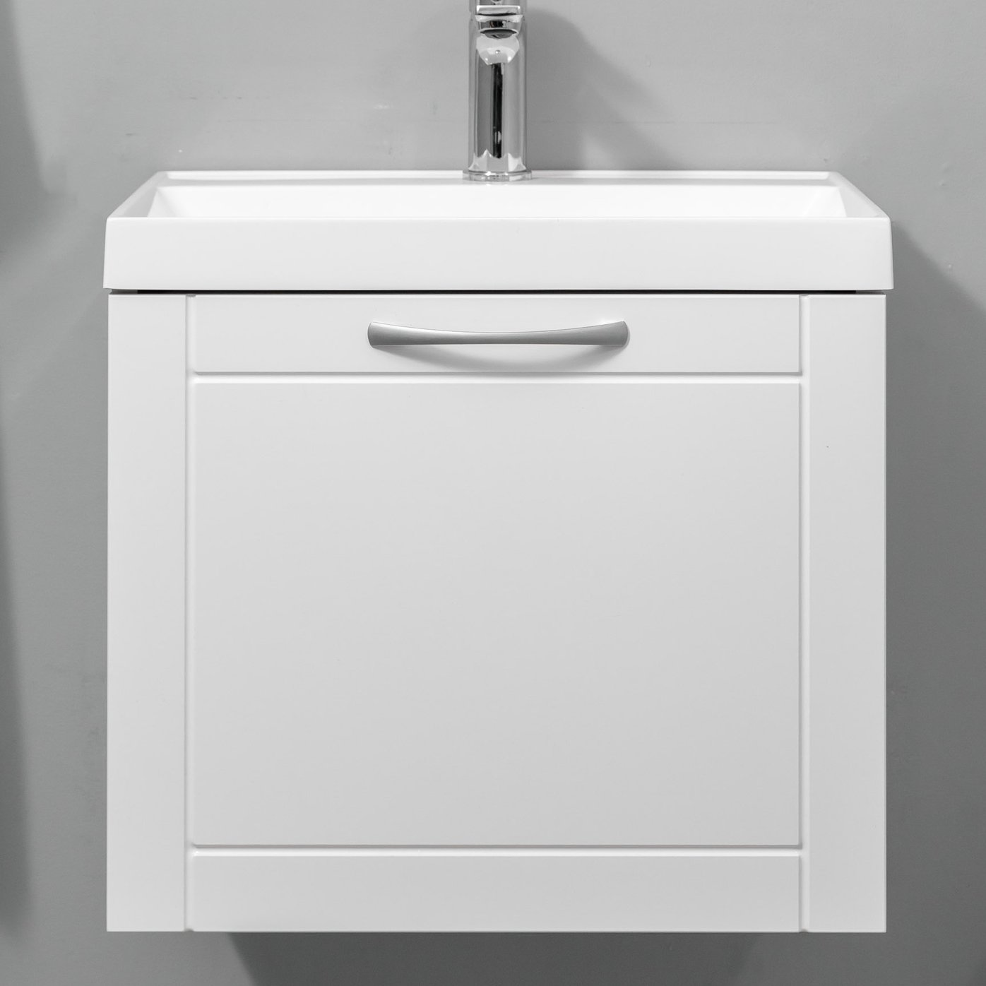 БЕЛЛИС 50 комплект мебели подвесной c ящиком МДФ и ручкой (под Слим 50/Альтаис 35), цвет белый глянец BE-T50S1dr-W