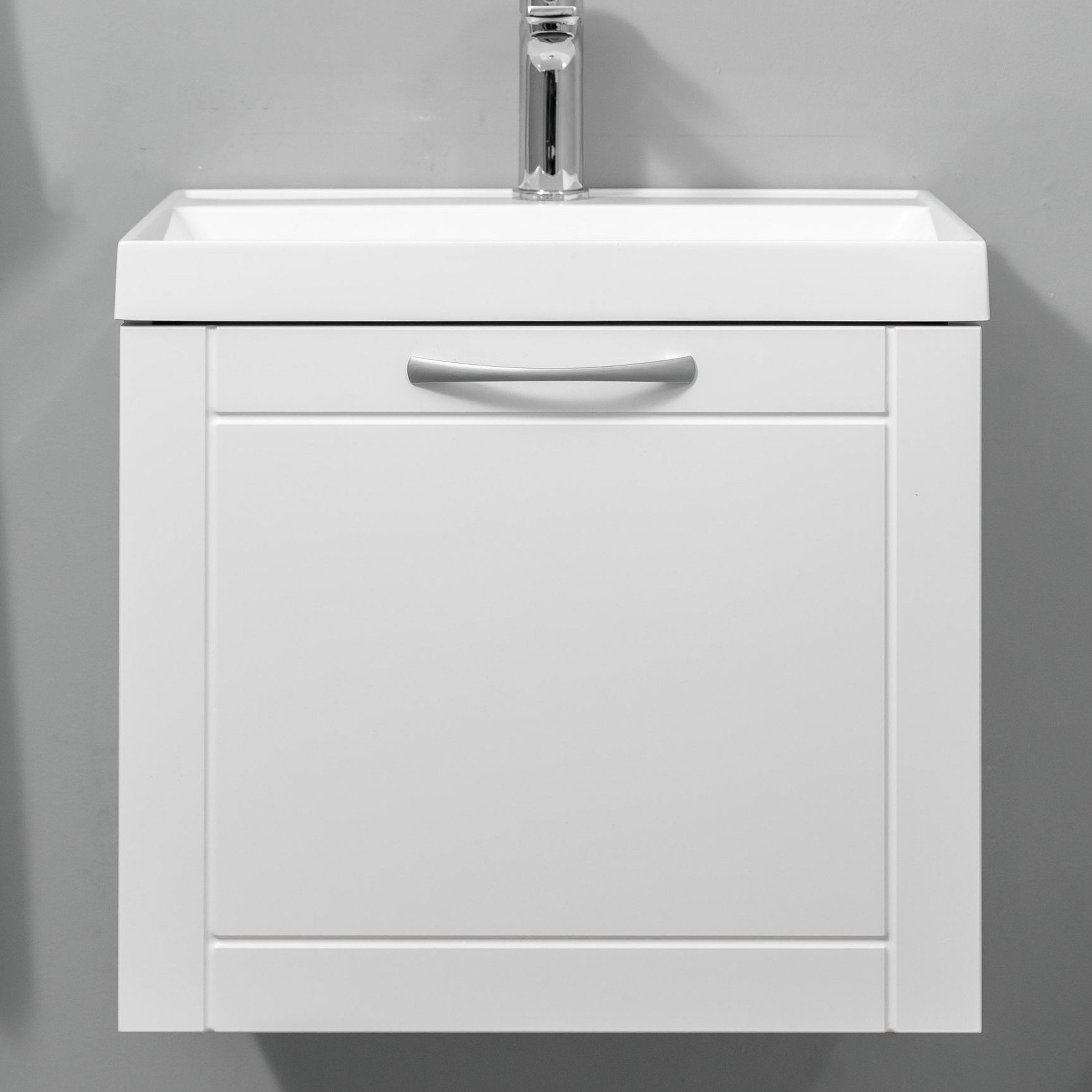 БЕЛЛИС 50 комплект мебели подвесной c ящиком МДФ и ручкой (под Слим 50/Альтаис 35), цвет белый глянец BE-T50S1dr-W