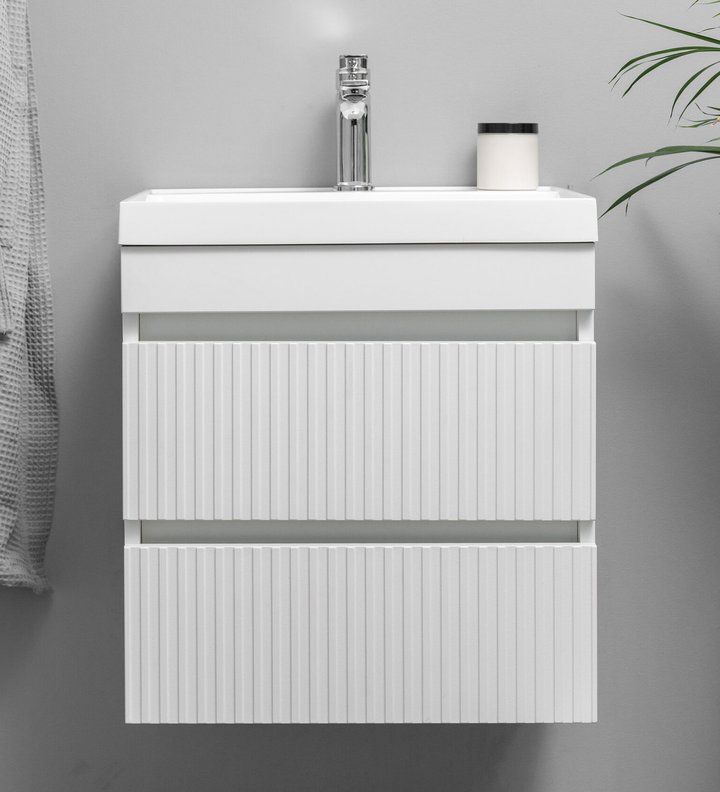 SCANNO 50 Комплект мебели подвесной c ящиками (фрезеровка) под раковину Слим 50/Altais 35, цвет белый SC-T50-W