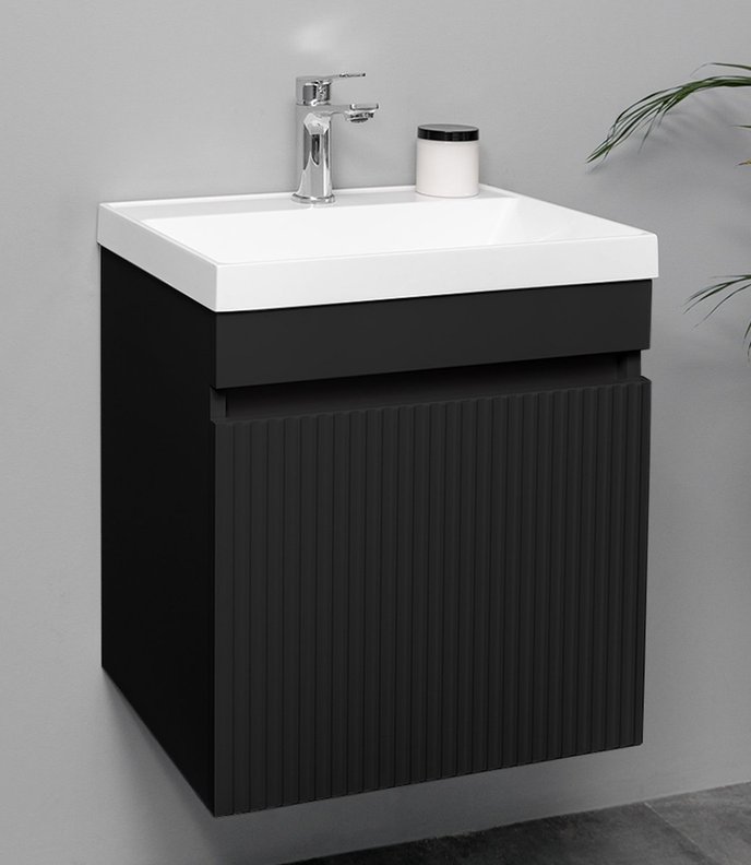 Fresco 50 комплект мебели подвесной c ящиком МДФ (под Слим 50/Altais 35), цвет Черный Fr-T50FrBl-1dr