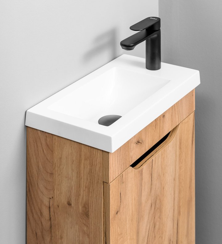 BRAVO 40 комплект мебели напольной с дверцей (тумба + раковина Квадро 40), цвет Дуб крафт золотой