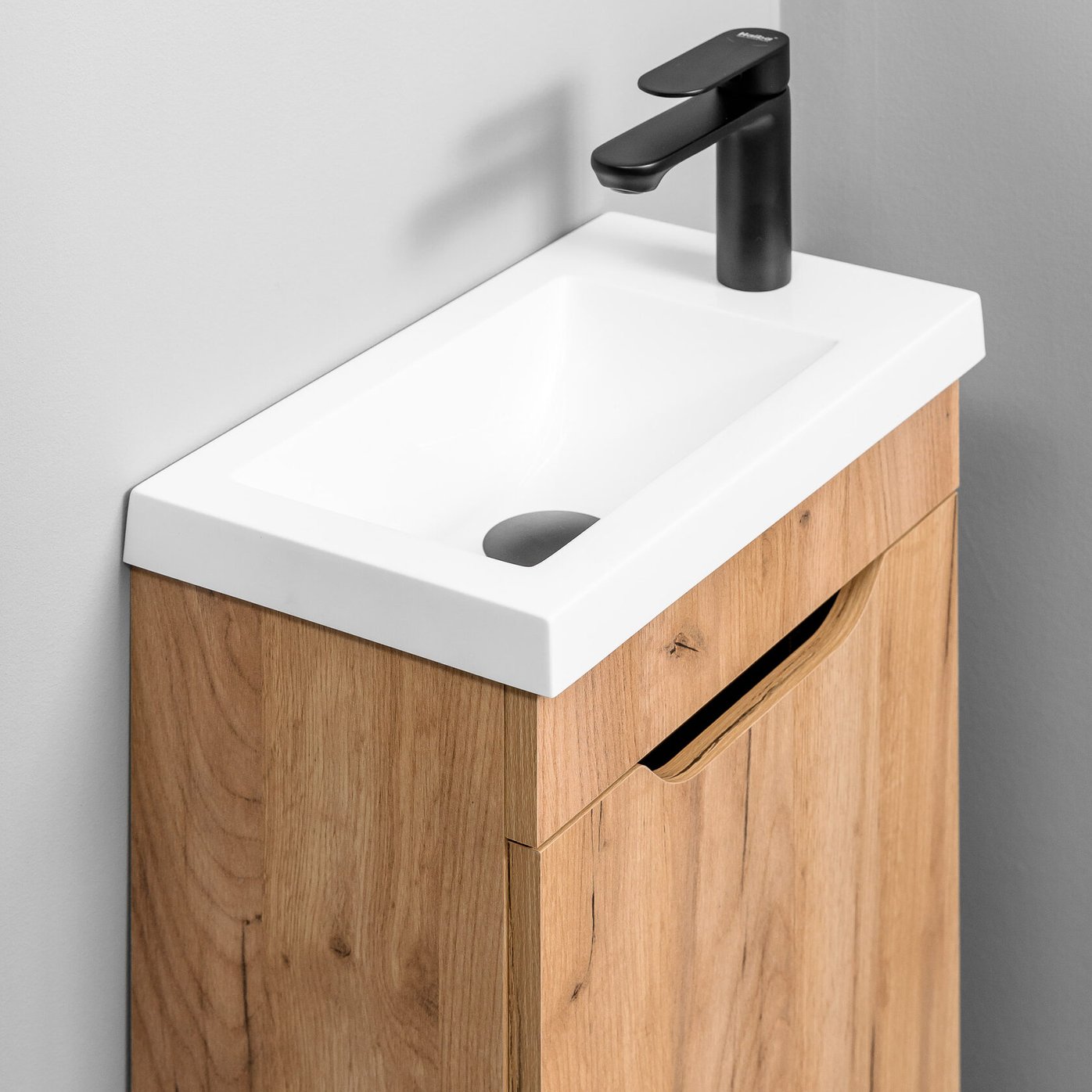 БРАВО 40 комплект мебели напольной с дверцей (тумба + раковина Квадро 40), цвет Дуб крафт золотой