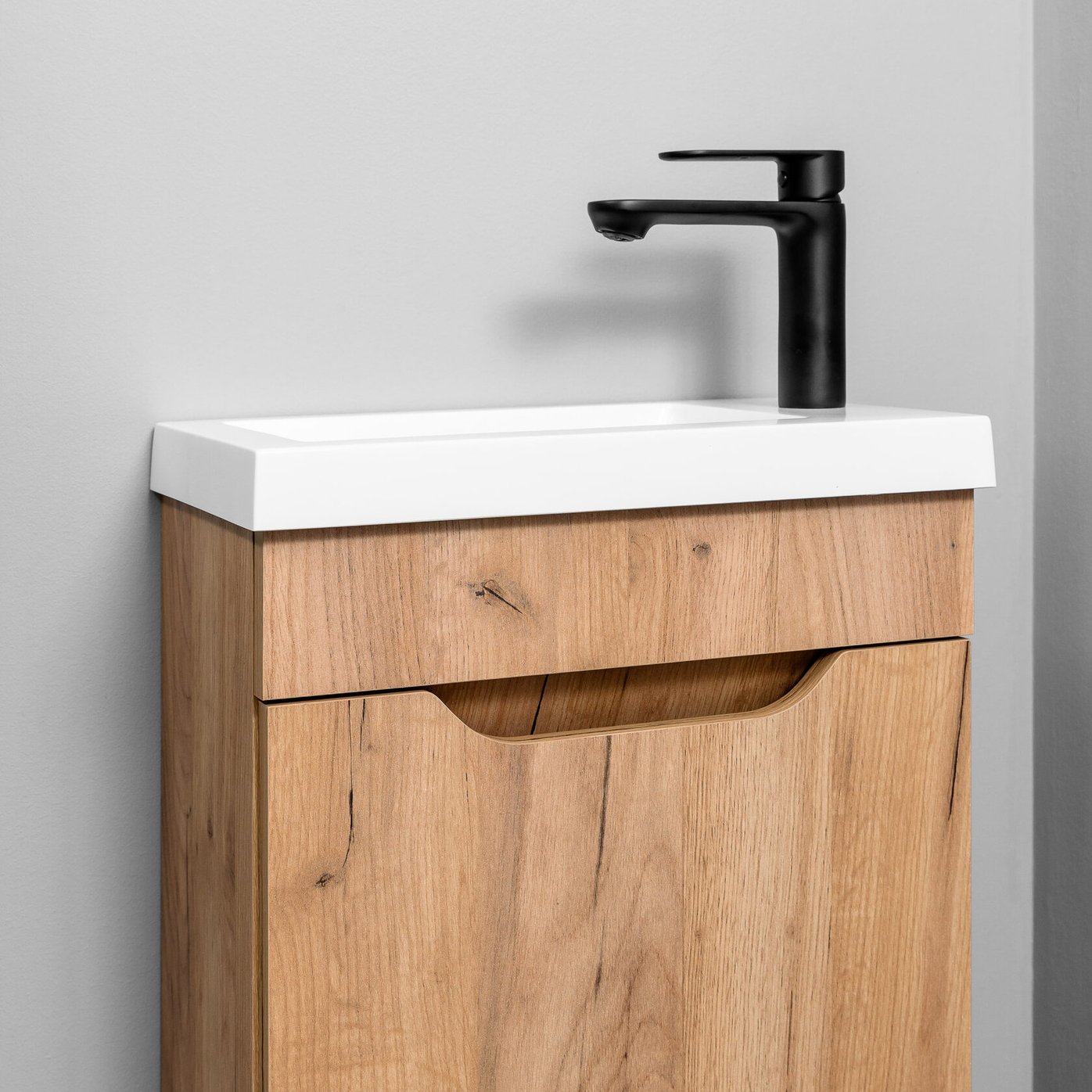 БРАВО 40 комплект мебели напольной с дверцей (тумба + раковина Квадро 40), цвет Дуб крафт золотой