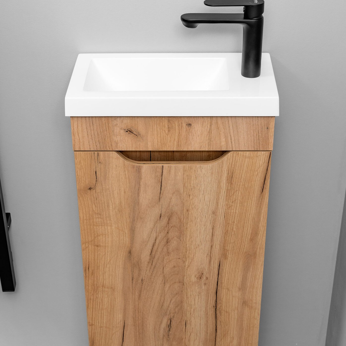 БРАВО 40 комплект мебели напольной с дверцей (тумба + раковина Квадро 40), цвет Дуб крафт золотой